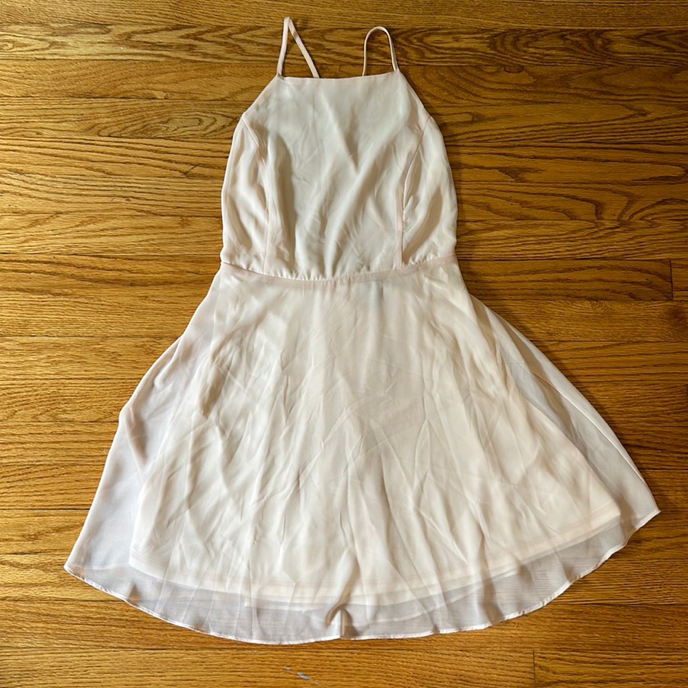 Light Pink High Neck Backless Skater Dress, Lulu’s